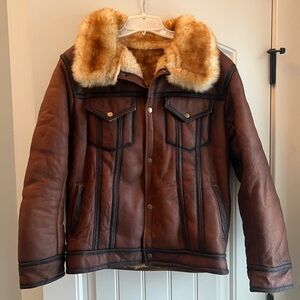 Armani Exchange Size 42 shearling leather fur lined Jacket